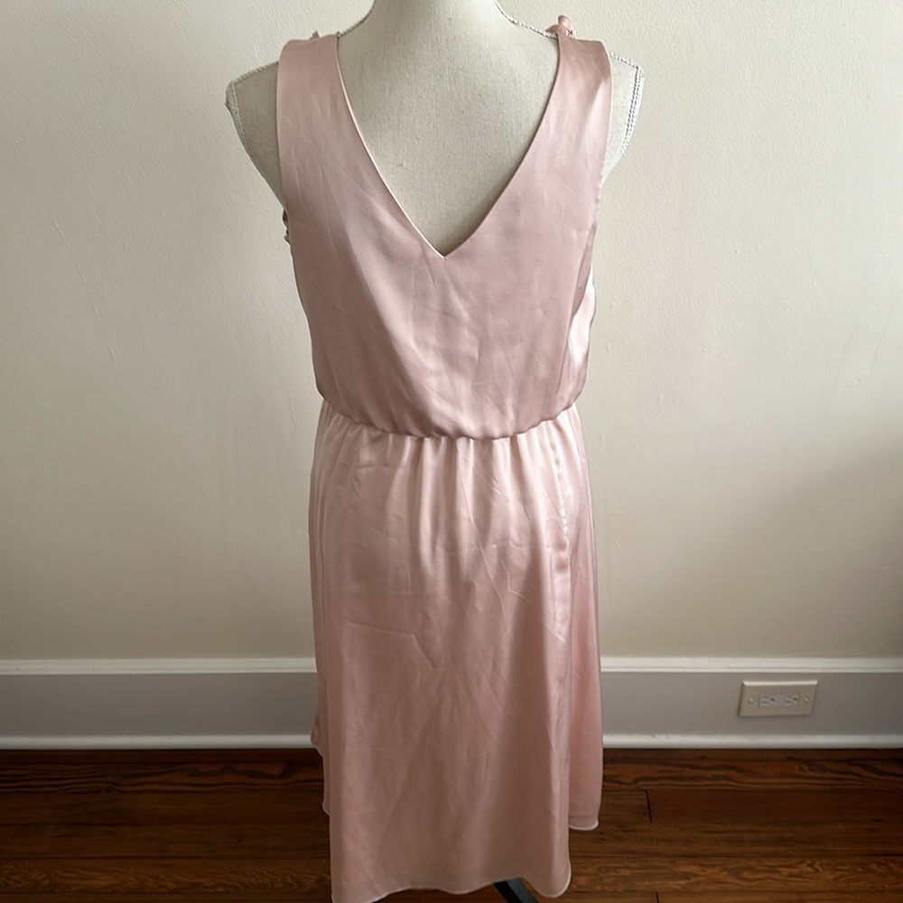 Great Jones Ruffle V Neck Pale Pink Blush Dress Size 6 - Picture 6 of 7